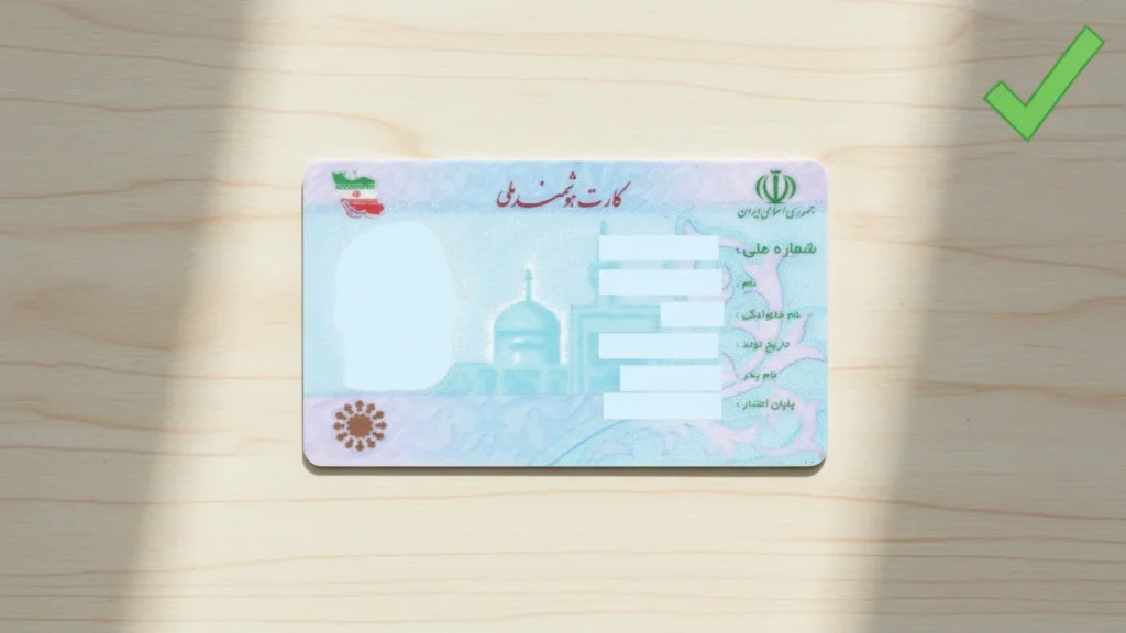نمونه درست تصویر مدرک شناسایی برای احراز هویت در پارامونت مارکت