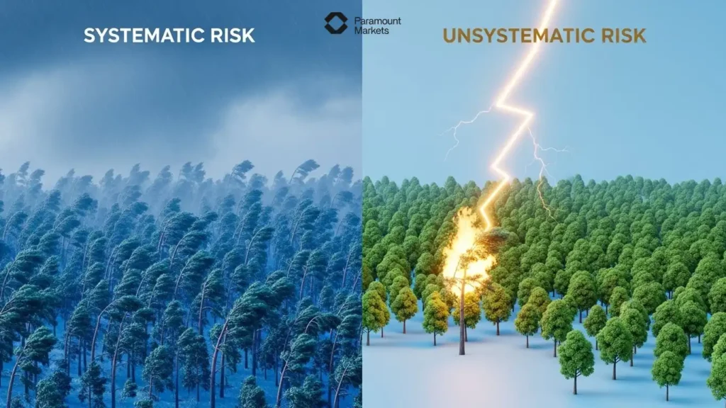 تأثیر عوامل کلان بر کل بازار (ریسک سیستماتیک) در مقابل تأثیر رویدادهای داخلی بر یک جفت‌ارز خاص (ریسک غیرسیستماتیک)