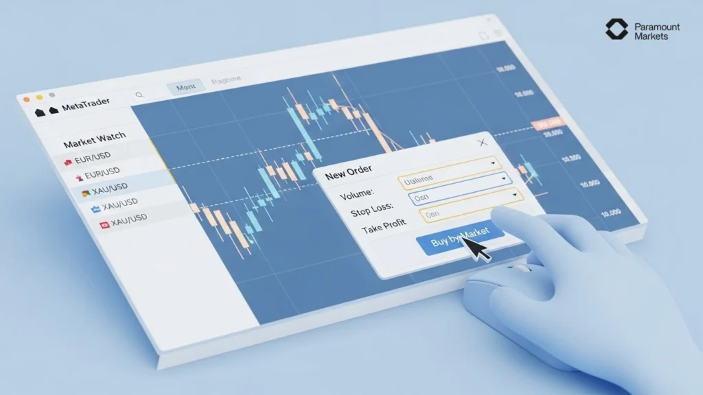 نمایش گرافیکی عملکرد متاتریدر به عنوان پل ارتباطی هوشمند میان معامله‌گر و بازار جهانی فارکس