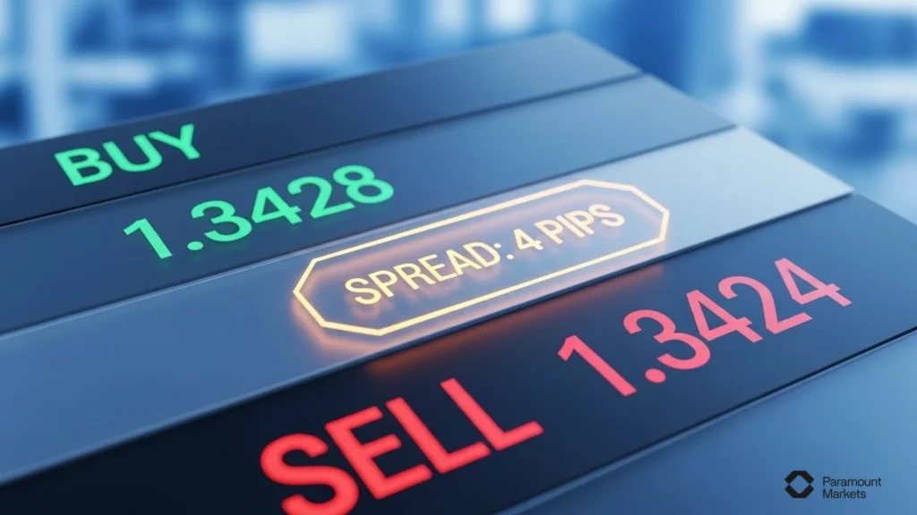 نمایش گرافیکی نحوه محاسبه اسپرد در مقاله فارکس چیست