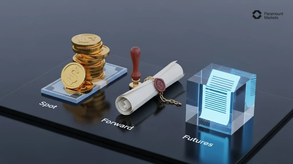 انواع بازار فارکس: اسپات (نقد)، فوروارد (قرارداد آتی) و فیوچرز (آتی استاندارد)