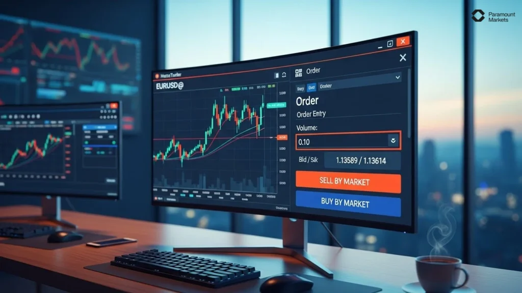 نحوه تنظیم حجم معامله (Volume) و انتخاب لات سایز در پنجره سفارش متاتریدر ۴ و ۵